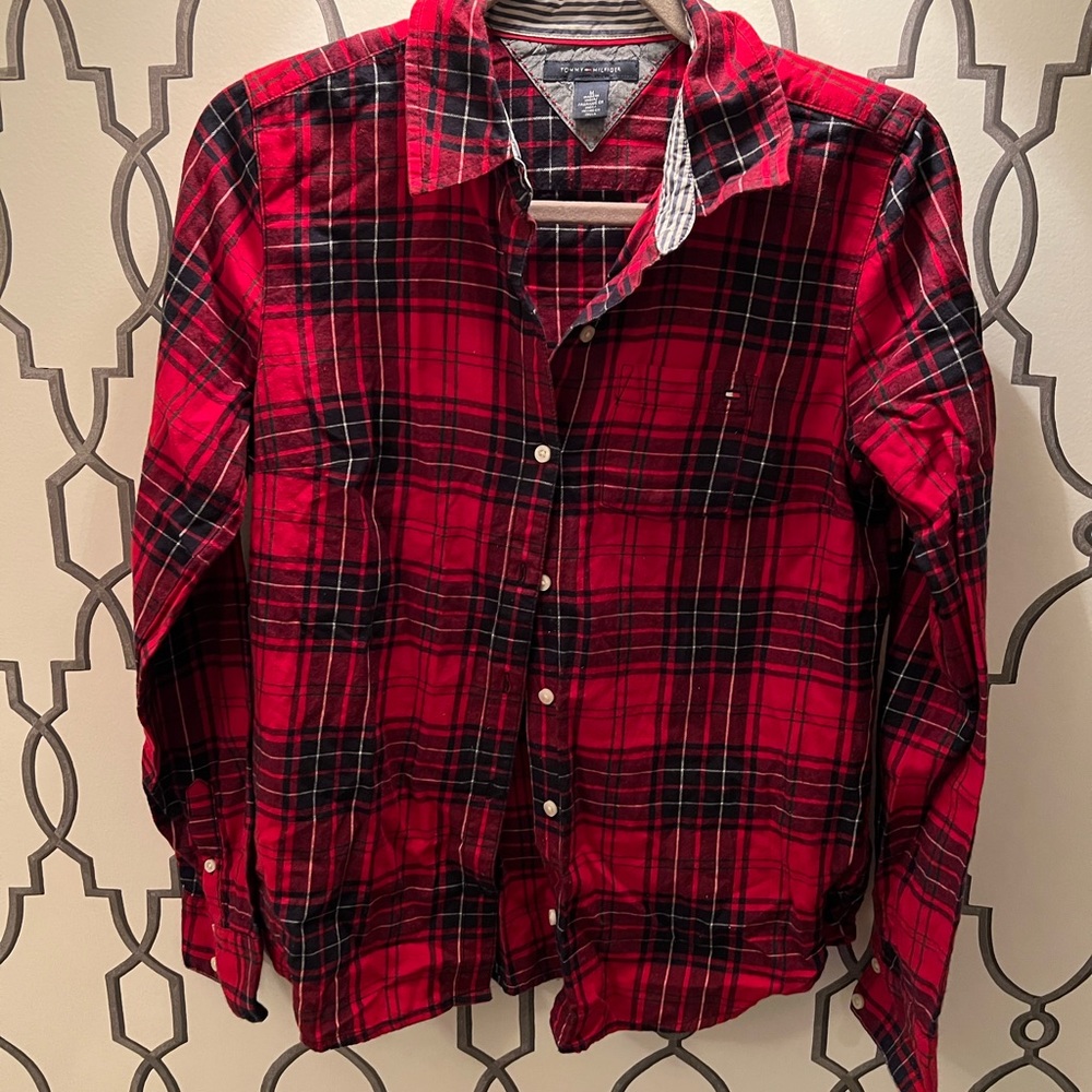 tommy hilfiger plaid button down